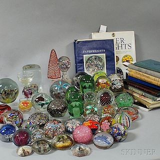 Large Collection of Glass Paperweights and Related Reference Works