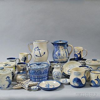 Twenty-five Pieces of Nautical-themed Dorchester Pottery