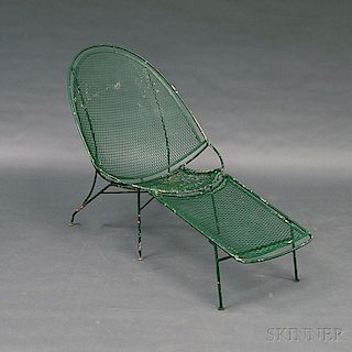 Salterini Green-painted Wrought Iron Chaise Lounge