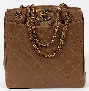CHANEL CAVIAR LEATHER QUILTED LIGHT BROWN BAG