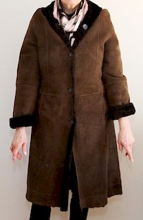3/4 LENGTH SUEDE COAT LINED WITH FAUX FUR