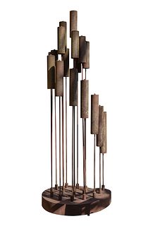 Kenneth Nelson (American, 1932-2022) 'Cattails #5' Metal Sculpture