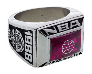 1988 Balfour NBA All-Star Game Chrome Plated Nickel and Ruby Ring