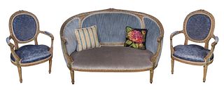 French Louis XV Style Sofa and Armchairs