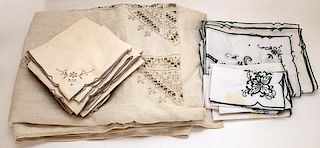 LINEN EMBROIDERED AND OPENWORK TABLE CLOTH