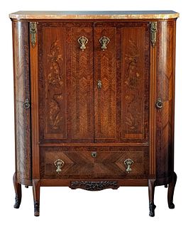 French Louis XVI Style Marble Top Armoire