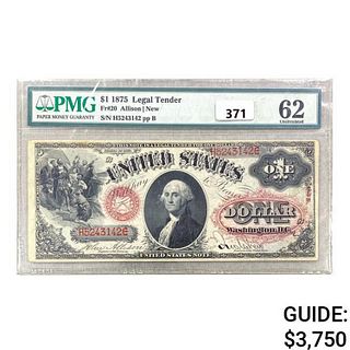 1875 $1 US Lg. Legal Tender Note PMG UNC62