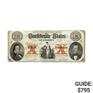 1861 $10 Confederate States of America Note