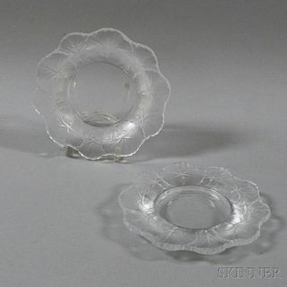 Pair of Small Lalique Lily Pad Dishes