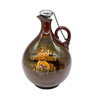 Royal Doulton Kingsware Mendoza Flask with Sterling Stopper