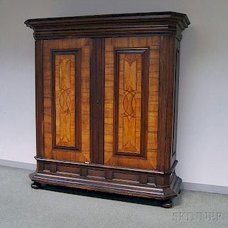 Continental Marquetry-inlaid Walnut Armoire