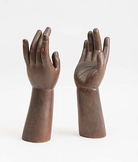 PAIR OF ASIAN CARVED WOOD HANDS, PROBABLY JAPANESE