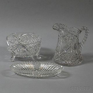 Three Pieces of Colorless Cut Glass