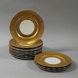 Set of Twelve Heinrich & Co. 22kt Gold-leaf Plates