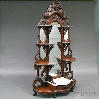 Large Victorian Carved Walnut Four-tier Etagere