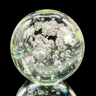 Large Glass Sphere Orb Paperweight With Bubbles