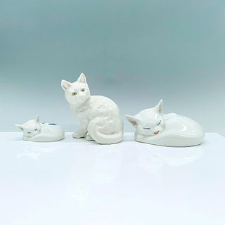 3pc Royal Copenhagen & Hutschenreuther Figurines, Cats