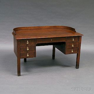 Oak D-shaped Writing Desk