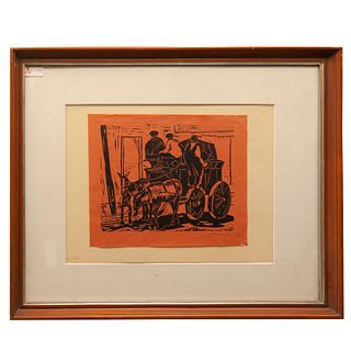 ISIDRO OCAMPO, Sin título, Firmada, Xilografía sin número de tiraje, 27 x 31cm medidas totales