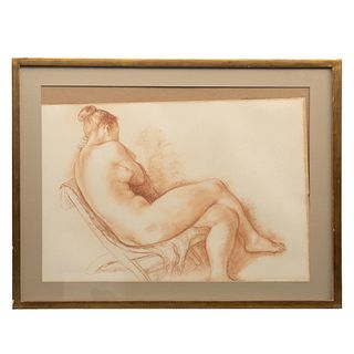 FRANCISCO ZÚÑIGA, Mujer sentada, Sanguna sobre cartulina, 52 x 49 cm