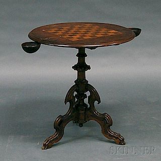 Renaissance Revival Inlaid Burl Veneer Walnut Tilt-top Table