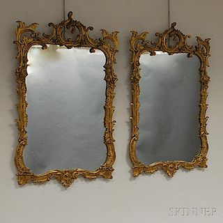 Pair of Rococo-style Carved Giltwood Mirror