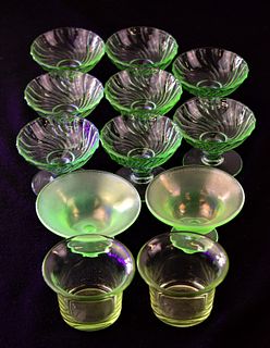 URANIUM GLASS SMALL VESSELS