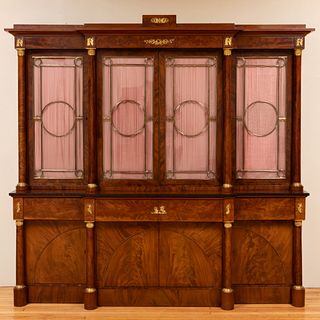 Fine Regency Gilt-Bronze-Mounted Mahogany Breakfront Bookcase, Attributed to S. Jamar