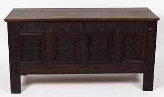 ENGLISH JACOBEAN CARVED OAK CHEST