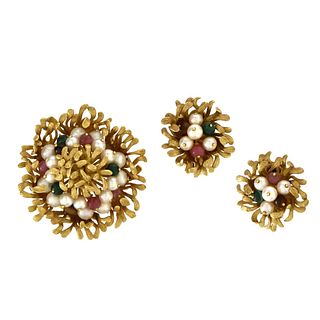 Spitzer and Furman Brooch and Earrings