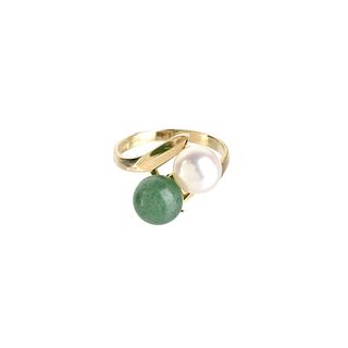 Pearl, Aventurine and 18K Ring