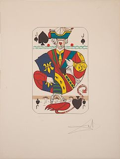 SALVADOR DALI (1904-1989): ACE OF SPADES; JACK OF SPADES; KING OF SPADES; AND QUEEN OF SPADES