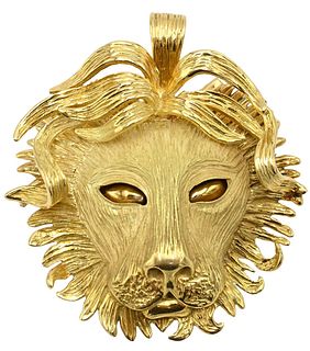 18K Yellow Gold Lion Head Pin