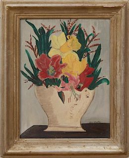 ATTRIBUTED TO JOSEPH STELLA (1877-1946): WHITE VASE WITH FLOWERS