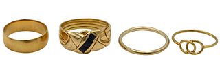 Four 18K Yellow Gold Rings