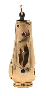 14K Yellow Gold Cigar Cutter Set with Diamond, Ruby, and Sapphire