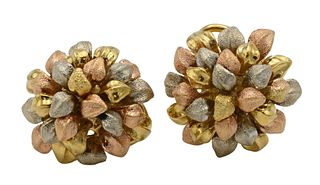 Pair of Multi Colored 18K Gold Pierced Earrings