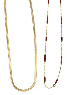 Two 14K Yellow Gold Necklaces