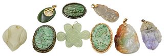 Seven Piece Jade and Jadeite Pendants and Brooches