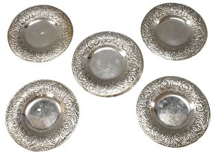 Set of 12 Egyptian Silver Bread Plates