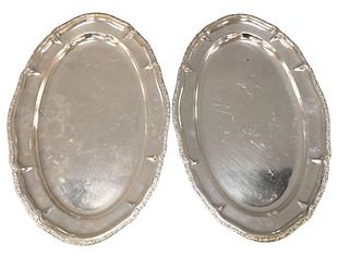 Pair of Egyptian Silver Oval Trays