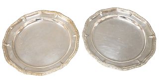 Pair of Egyptian Silver Chargers