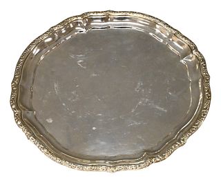 Egyptian Silver Footed Round Tray