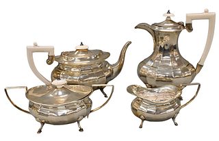 Four Piece Egyptian Silver Tea and Coffee Set