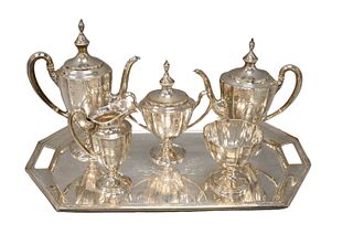 Five Piece Oxford Sterling Silver Tea and Coffee Set