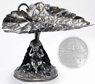 Numbered Art Nouveau Figural Silverplated Taza \ Centerpiece