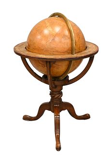 British Terrestrial Globe on Mahogany Tripod Stand