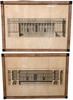 Five Architectural Bookplate Engravings After Giovanni Battista Borra (Italian 1713-1770) and Engraved by Paul Fourdrinier (Netherlands/British 1698-1