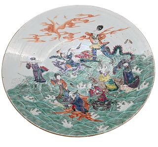 Chinese Famille Verte "Eight Immortals" Porcelain Charger