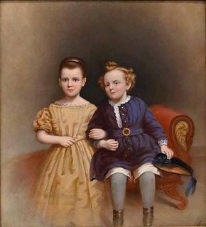 Continental School Portrait of Children 19th Century